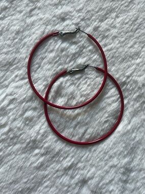 Red Hoop Earrings – Sleek Women’s Everyday Hoops